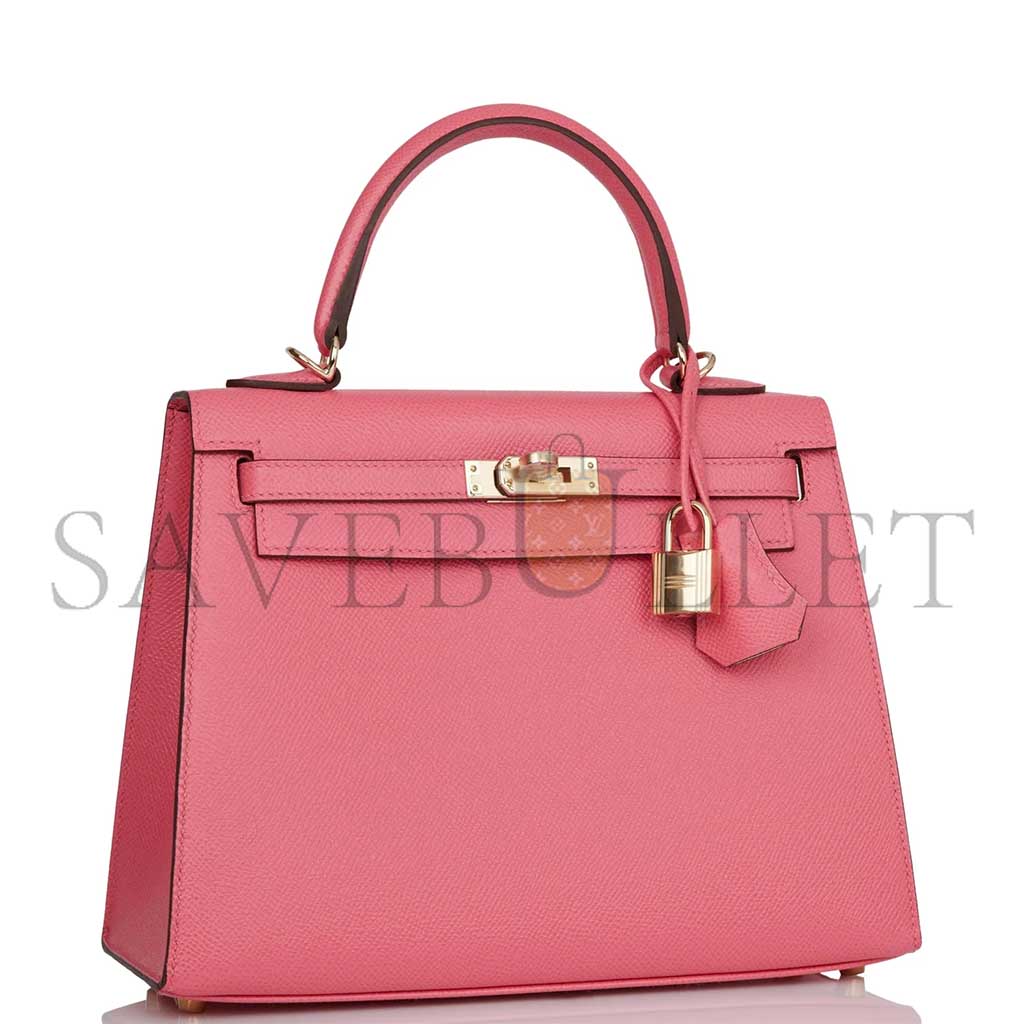 H**mes kelly sellier 25 rose azalee verso epsom permabrass hardware (25*17*7cm)